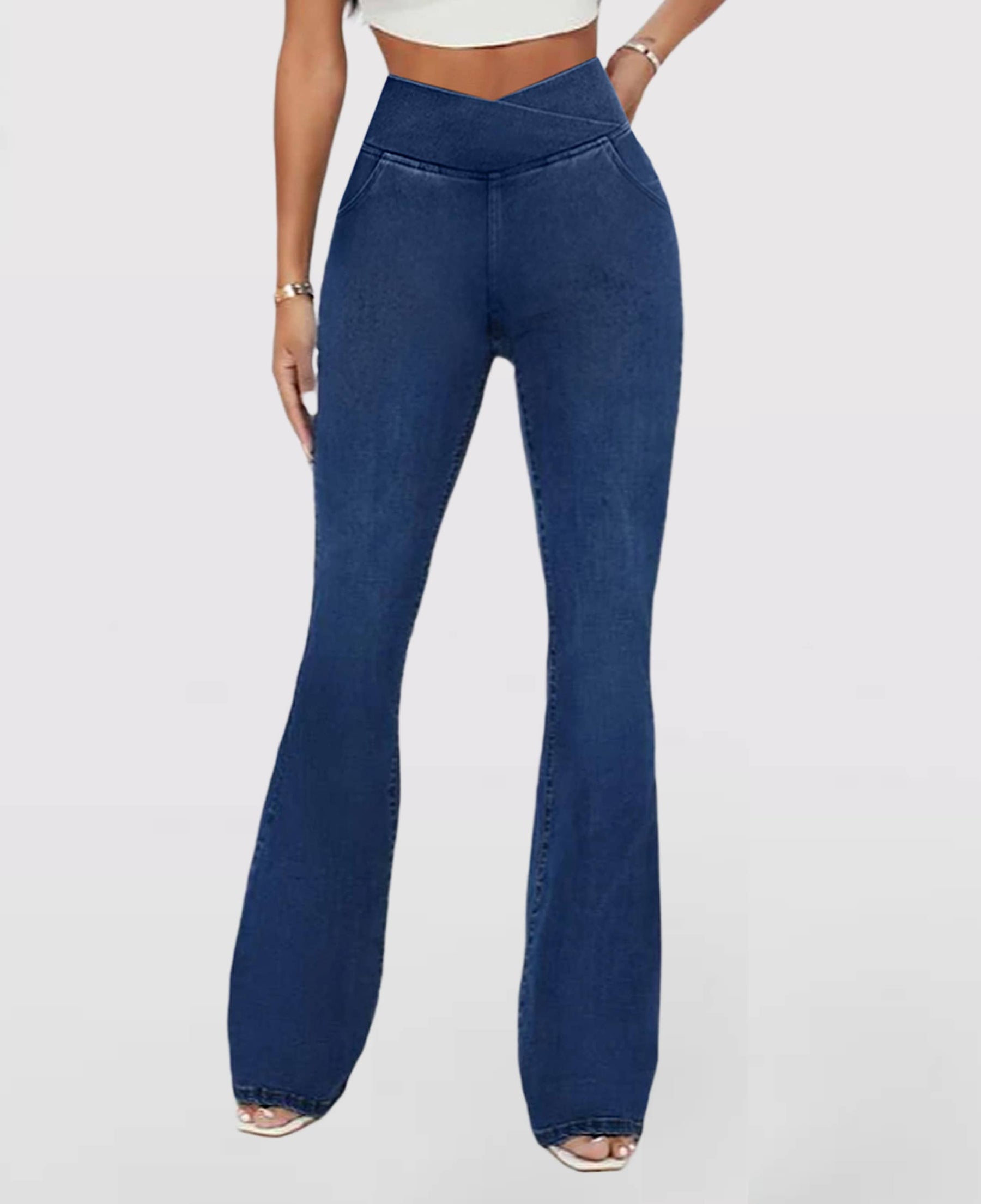 Calça Jeans Modeladora de Cintura Alta Cruzada - [COMPRE 1 E LEVE 2]