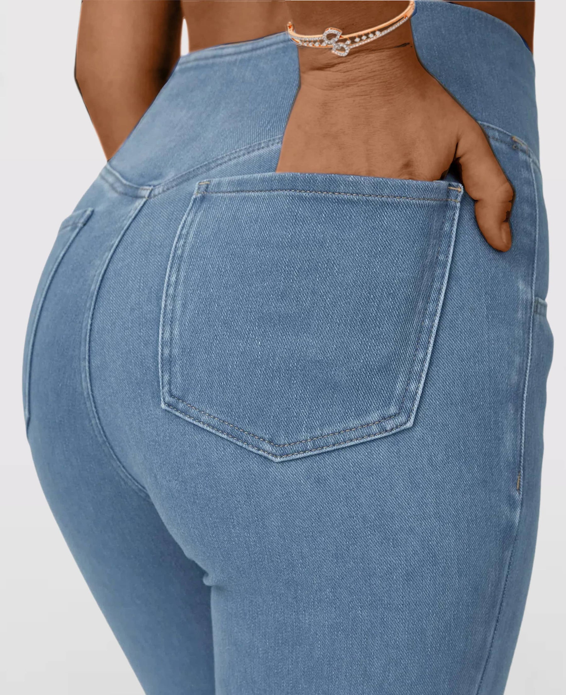 Calça Jeans Modeladora de Cintura Alta Cruzada - [COMPRE 1 E LEVE 2]