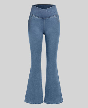Calça Jeans Modeladora de Cintura Alta Cruzada - [COMPRE 1 E LEVE 2]