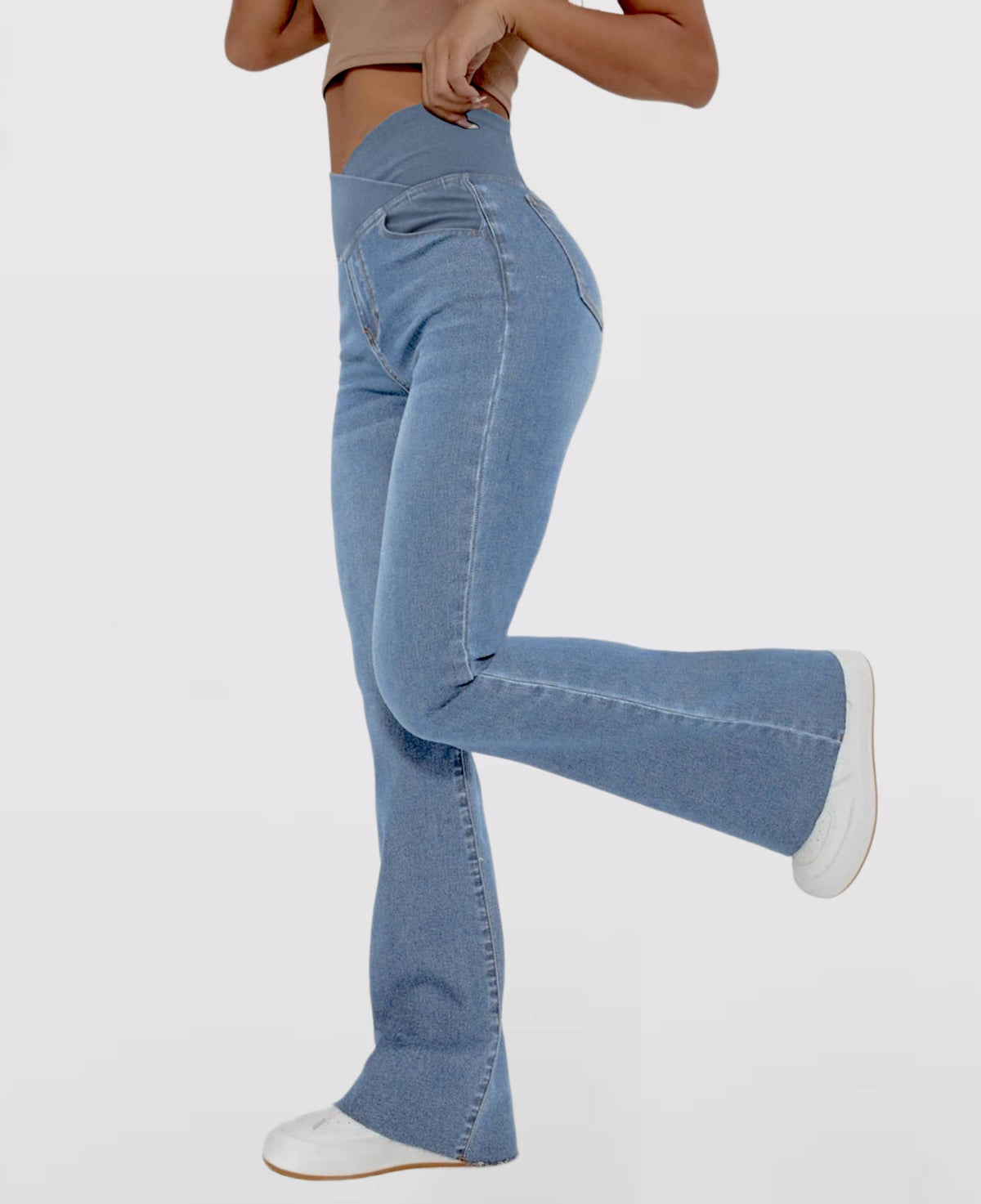 Calça Jeans Modeladora de Cintura Alta Cruzada - [COMPRE 1 E LEVE 2]
