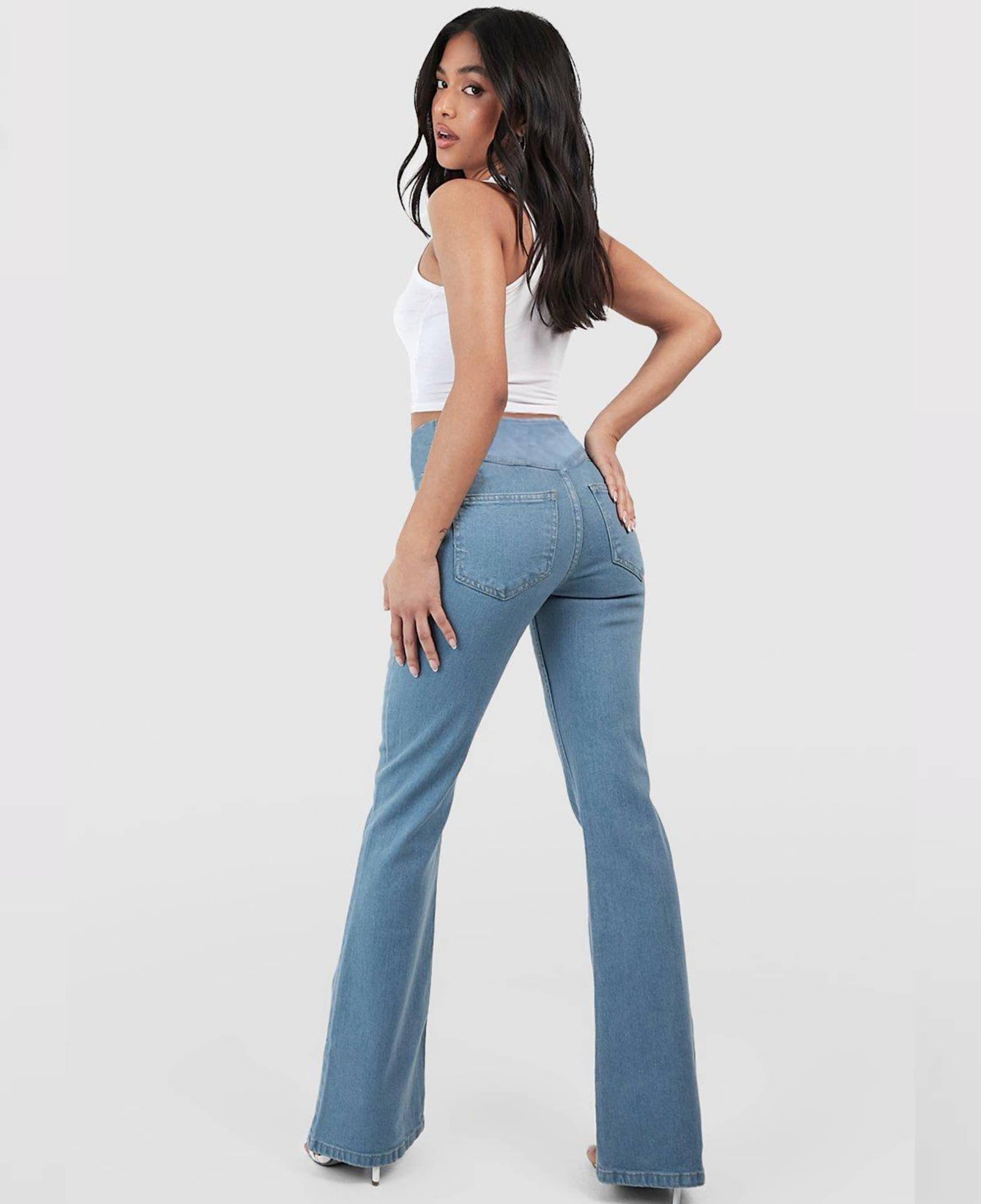 Calça Jeans Modeladora de Cintura Alta Cruzada - [COMPRE 1 E LEVE 2]