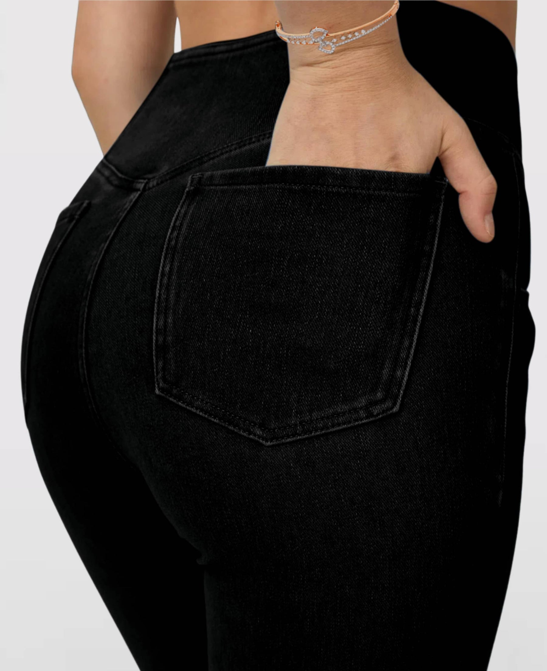 Calça Jeans Modeladora de Cintura Alta Cruzada - [COMPRE 1 E LEVE 2]