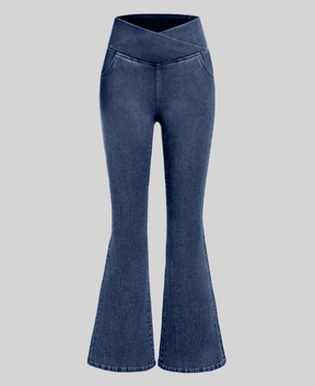 Calça Jeans Modeladora de Cintura Alta Cruzada - [COMPRE 1 E LEVE 2]