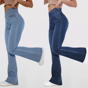 Calça Jeans Modeladora de Cintura Alta Cruzada - [COMPRE 1 E LEVE 2]