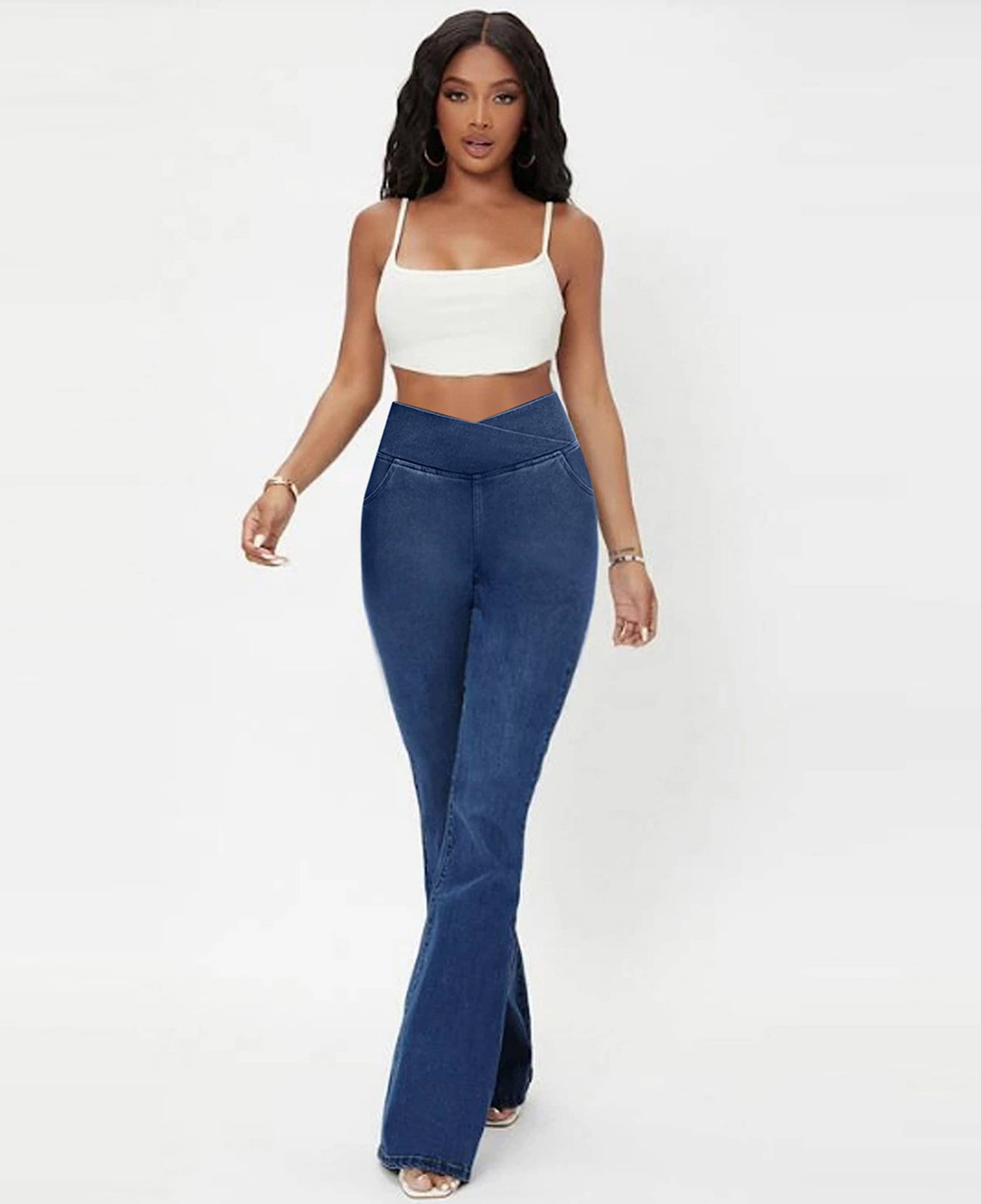 Calça Jeans Modeladora de Cintura Alta Cruzada - [COMPRE 1 E LEVE 2]