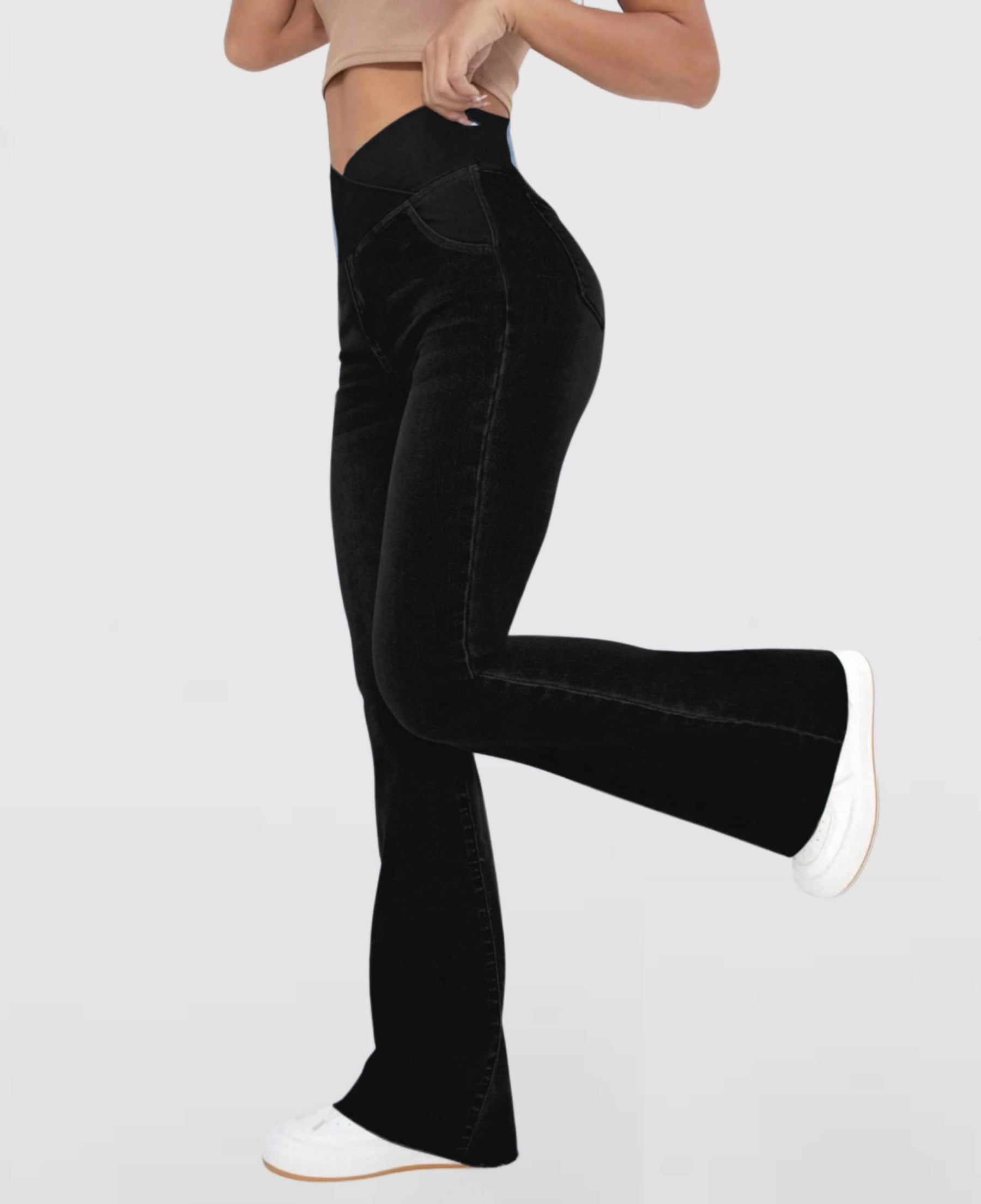 Calça Jeans Modeladora de Cintura Alta Cruzada - [COMPRE 1 E LEVE 2]