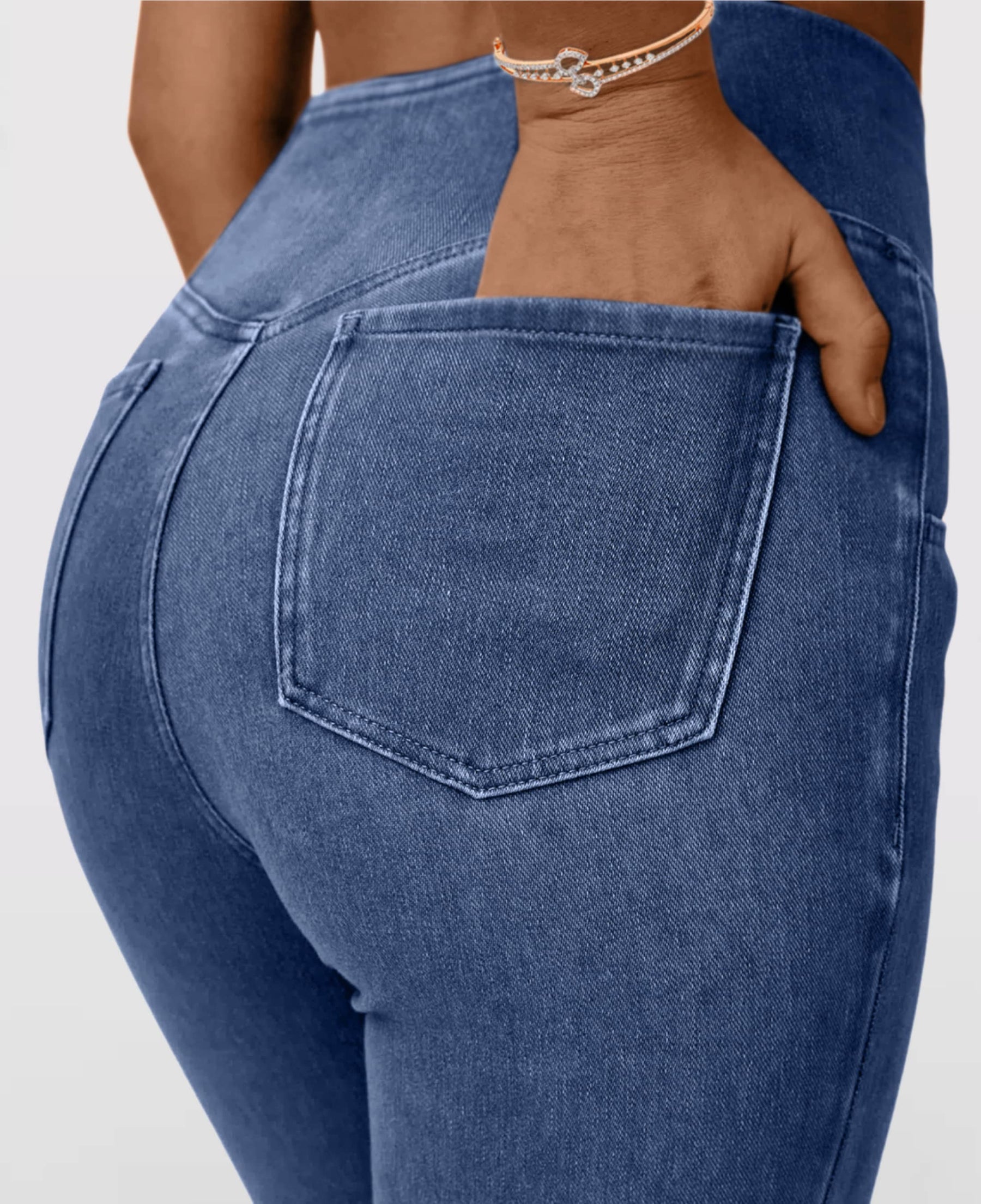 Calça Jeans Modeladora de Cintura Alta Cruzada - [COMPRE 1 E LEVE 2]
